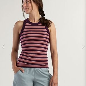 Hyba Striped Racerback Tank Top M Purple Cotton Arhleisure Yoga Sports Casual